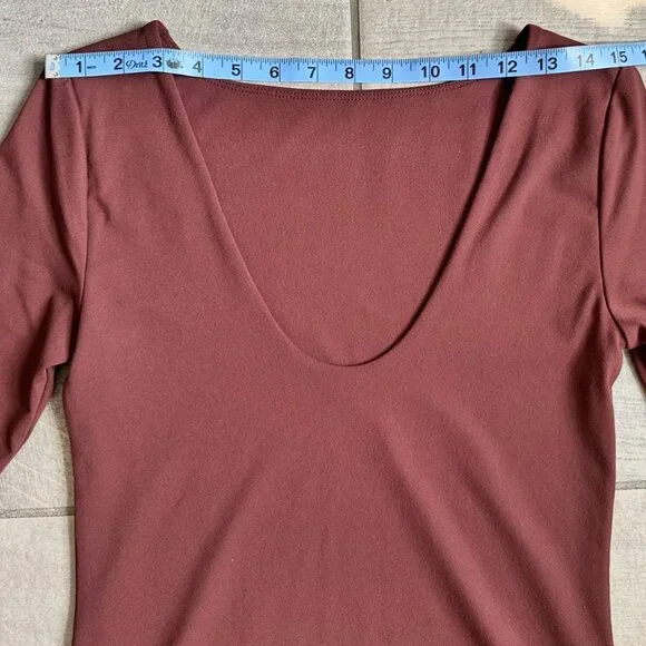 NWOT Nuuds Open Back Bodysuit Medium Black Cherry Slimming Bodycon Holiday Top - Picture 6 of 10